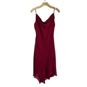 Y2K Be Smart Red Satin Slip Dress Size 7/8 Bias Cut Midi Party Date Night